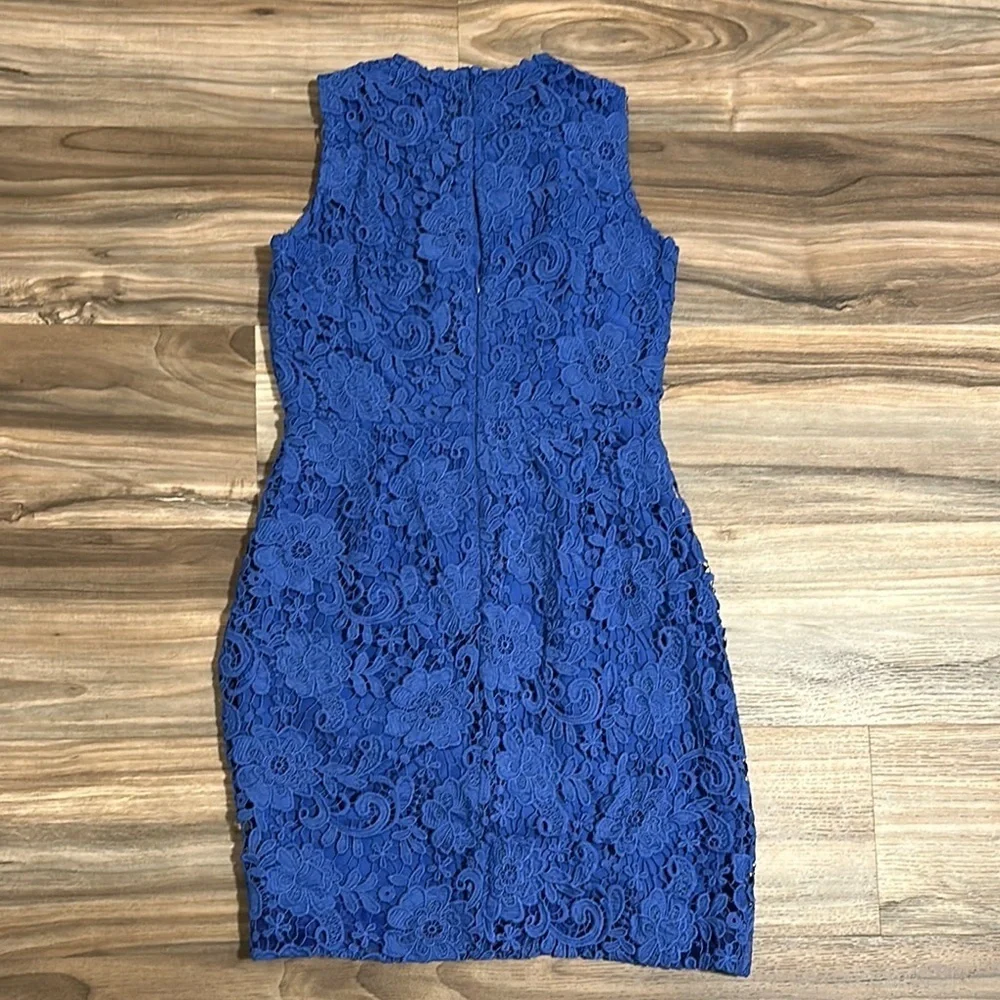 J Crew Floral Lace Sleeveless Sheath Dress Royal Blue Women’s Size 2